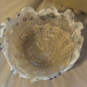 Elegant Resin Bowl with Iridescent and Bead Accents